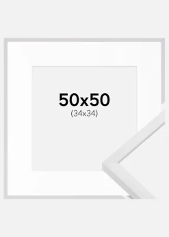 Ramme E-Line Hvid 50x50 cm - Passepartout Hvid 35x35 cm