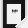 Ramme E-Line Hvid 13x18 cm - Passepartout Sort 9x12 cm
