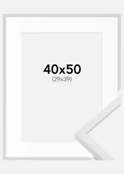 Ramme E-Line Hvid 40x50 cm - Passepartout Hvid 30x40 cm