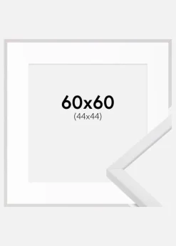 Ramme E-Line Hvid 60x60 cm - Passepartout Hvid 45x45 cm