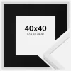 Ramme E-Line Hvid 40x40 cm - Passepartout Sort 10x10 inches