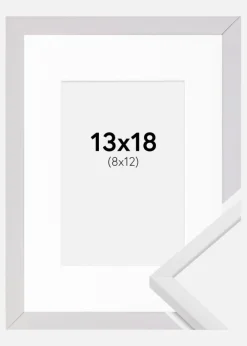 Ramme E-Line Hvid 13x18 cm - Passepartout Hvid 9x13 cm