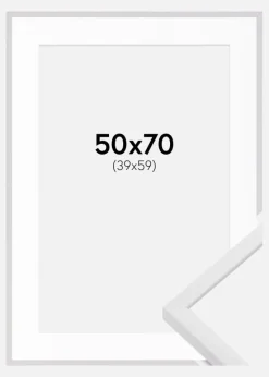 Ramme E-Line Hvid 50x70 cm - Passepartout Hvid 40x60 cm