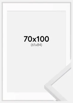 Ramme E-Line Hvid 70x100 cm - Passepartout Hvid 62x85 cm