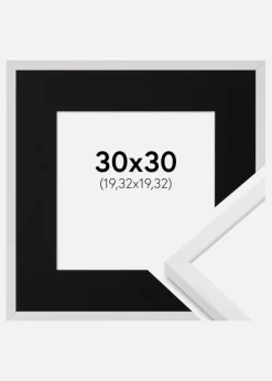 Ramme E-Line Hvid 30x30 cm - Passepartout Sort 8x8 inches