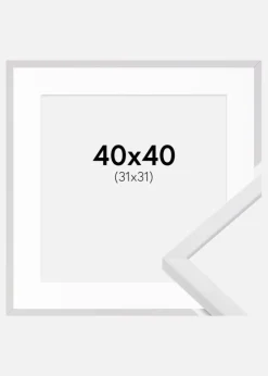 Ramme E-Line Hvid 40x40 cm - Passepartout Hvid 32x32 cm