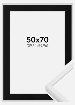 Ramme E-Line Hvid 50x70 cm - Passepartout Sort 16x24 inches