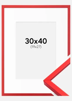 Ramme E-Line Rød 30x40 cm - Passepartout Hvid 20x28 cm