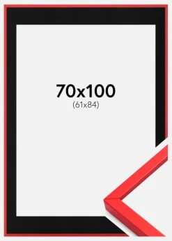 Ramme E-Line Rød 70x100 cm - Passepartout Sort 62x85 cm