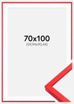 Ramme E-Line Rød 70x100 cm - Passepartout Hvid 24x36 inches