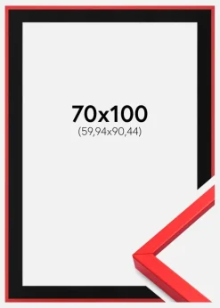 Ramme E-Line Rød 70x100 cm - Passepartout Sort 24x36 inches