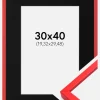 Ramme E-Line Rød 30x40 cm - Passepartout Sort 8x12 inches
