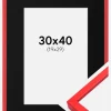 Ramme E-Line Rød 30x40 cm - Passepartout Sort 20x30 cm