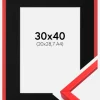 Ramme E-Line Rød 30x40 cm - Passepartout Sort 21x29,7 cm (A4)