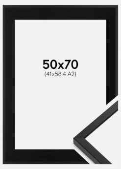 Ramme E-Line Sort 50x70 cm - Passepartout Sort 42x59,4 cm (A2)