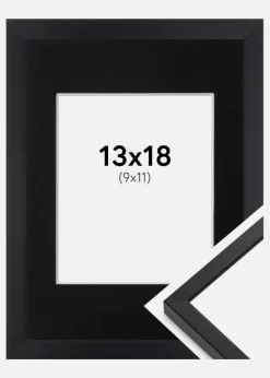 Ramme E-Line Sort 13x18 cm - Passepartout Sort 10x12 cm