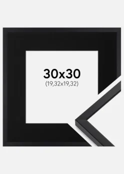 Ramme E-Line Sort 30x30 cm - Passepartout Sort 8x8 inches