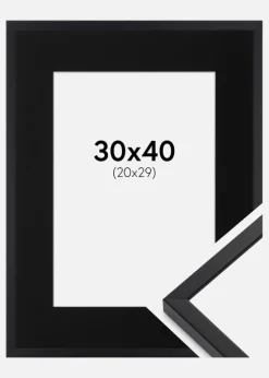 Ramme E-Line Sort 30x40 cm - Passepartout Sort 21x30 cm