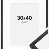 Ramme E-Line Sort 30x40 cm - Passepartout Hvid 21x30 cm