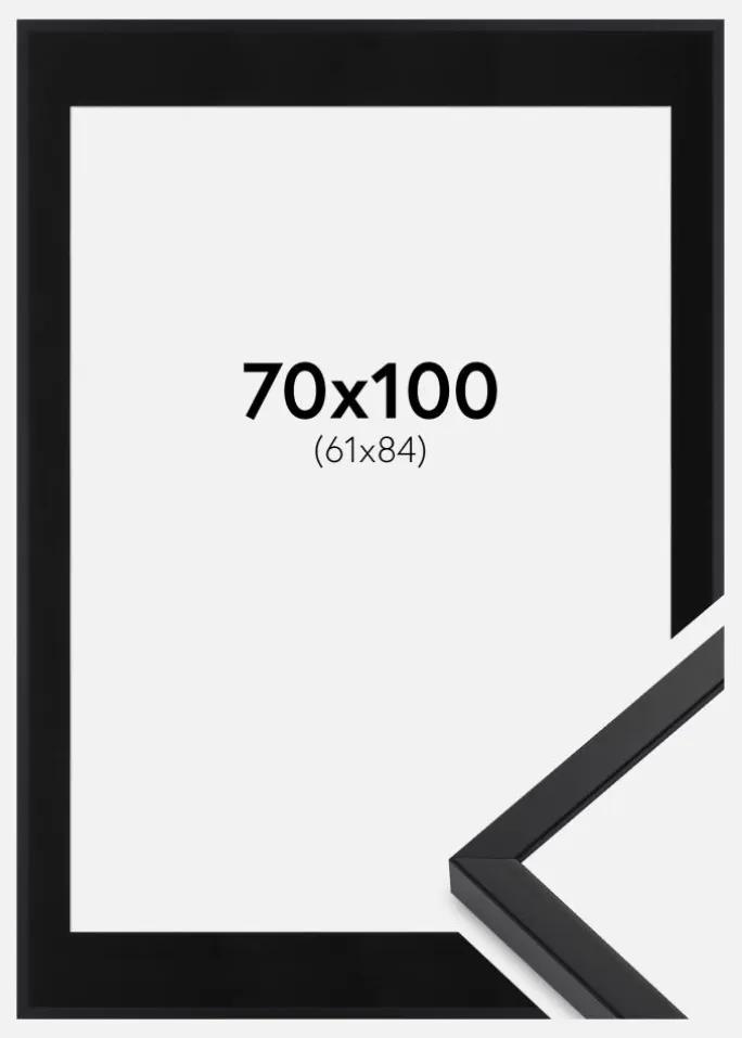 Ramme E-Line Sort 70x100 cm - Passepartout Sort 62x85 cm