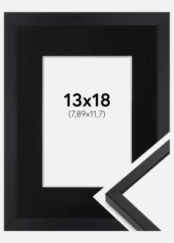 Ramme E-Line Sort 13x18 cm - Passepartout Sort 3,5x5 inches