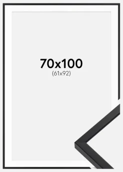 Ramme E-Line Sort 70x100 cm - Passepartout Hvid 62x93 cm