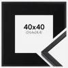 Ramme E-Line Sort 40x40 cm - Passepartout Sort 10x10 inches