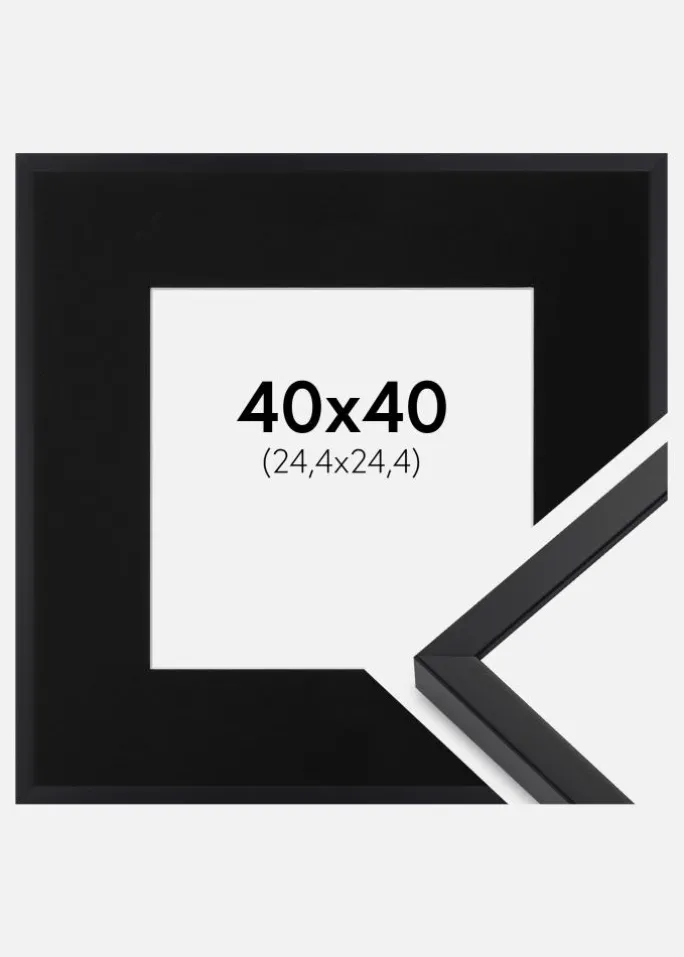 Ramme E-Line Sort 40x40 cm - Passepartout Sort 10x10 inches