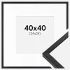 Ramme E-Line Sort 40x40 cm - Passepartout Hvid 25x25 cm