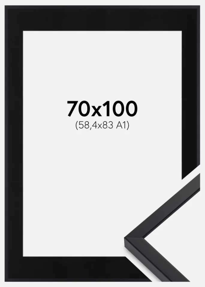 Ramme E-Line Sort 70x100 cm - Passepartout Sort 59,4x84 cm (A1)