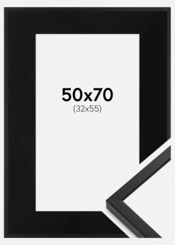 Ramme E-Line Sort 50x70 cm - Passepartout Sort 33x56 cm