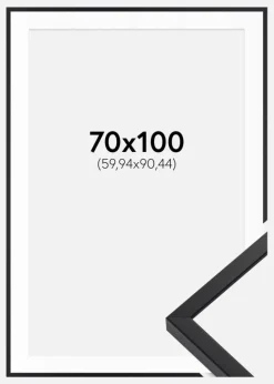 Ramme E-Line Sort 70x100 cm - Passepartout Hvid 24x36 inches