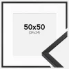 Ramme E-Line Sort 50x50 cm - Passepartout Hvid 35x35 cm