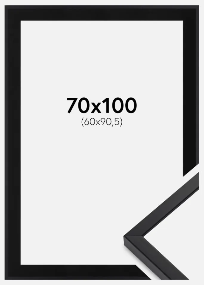 Ramme E-Line Sort 70x100 cm - Passepartout Sort 61x91,5 cm