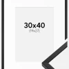 Ramme E-Line Sort 30x40 cm - Passepartout Hvid 20x28 cm