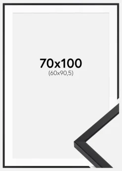 Ramme E-Line Sort 70x100 cm - Passepartout Hvid 61x91,5 cm
