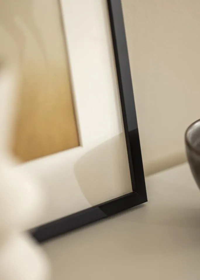 Ramme E-Line Sort 30x30 cm - Passepartout Hvid 8x8 inches