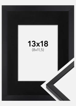 Ramme E-Line Sort 13x18 cm - Passepartout Sort 9x12 cm