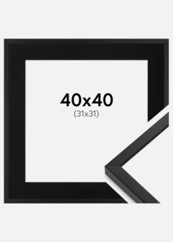 Ramme E-Line Sort 40x40 cm - Passepartout Sort 32x32 cm