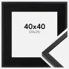 Ramme E-Line Sort 40x40 cm - Passepartout Sort 30x30 cm