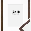 Ramme E-Line Valnød 13x18 cm - Passepartout Hvid 3,5x5 inches
