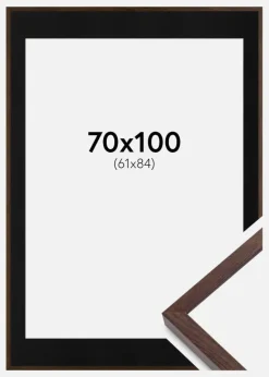 Ramme E-Line Valnød 70x100 cm - Passepartout Sort 62x85 cm