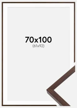 Ramme E-Line Valnød 70x100 cm - Passepartout Hvid 62x93 cm