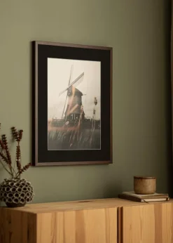 Ramme E-Line Valnød 40x50 cm - Passepartout Sort 28x35 cm