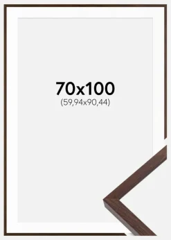 Ramme E-Line Valnød 70x100 cm - Passepartout Hvid 24x36 inches