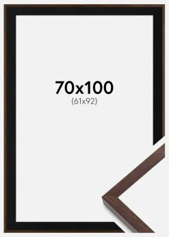 Ramme E-Line Valnød 70x100 cm - Passepartout Sort 62x93 cm