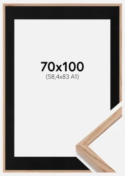 Ramme E-Line Wide Eg 70x100 cm - Passepartout Sort 59,4x84 cm (A1)