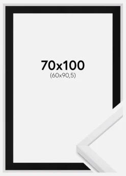 Ramme E-Line Wide Hvid 70x100 cm - Passepartout Sort 61x91,5 cm
