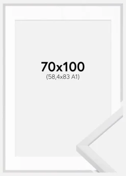 Ramme E-Line Wide Hvid 70x100 cm - Passepartout Hvid 59,4x84 cm (A1)