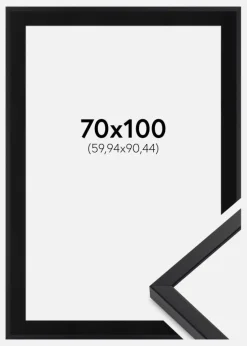 Ramme E-Line Wide Sort 70x100 cm - Passepartout Sort 24x36 inches